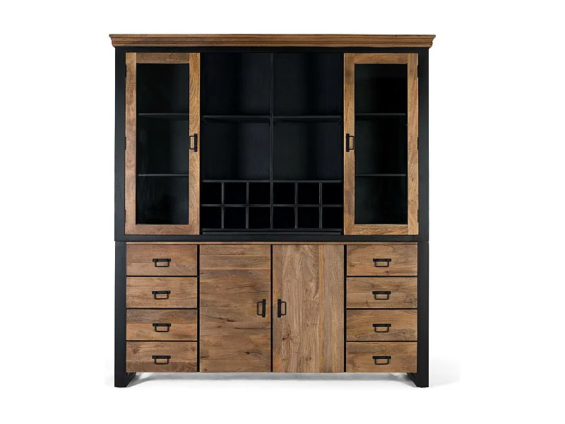 Kleiderschrank aus Mangoholz und Metall