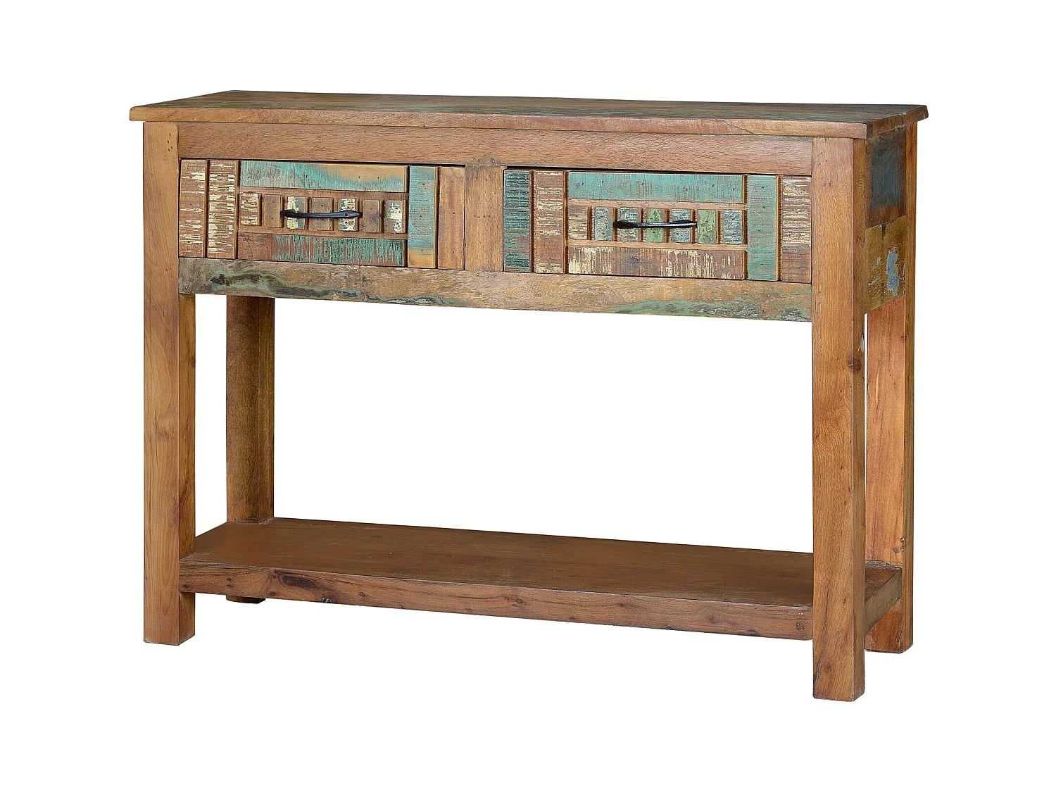 Console exclusive en bois recyclé multicolore