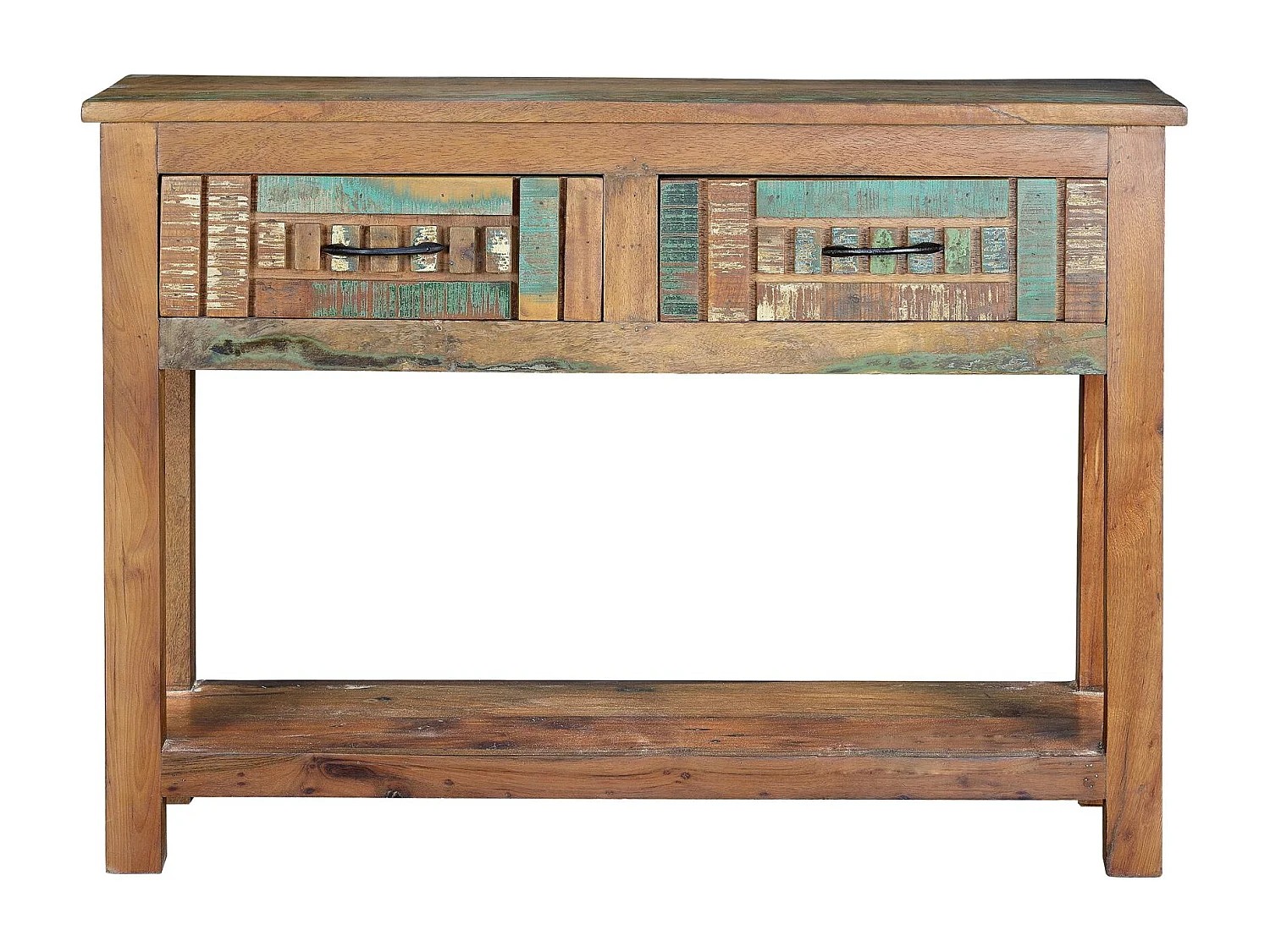 Console exclusive en bois recyclé multicolore