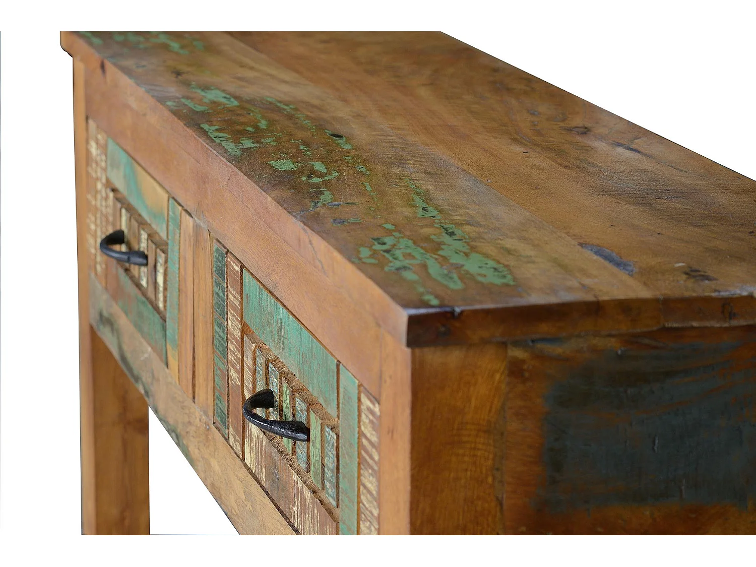 Console exclusive en bois recyclé multicolore