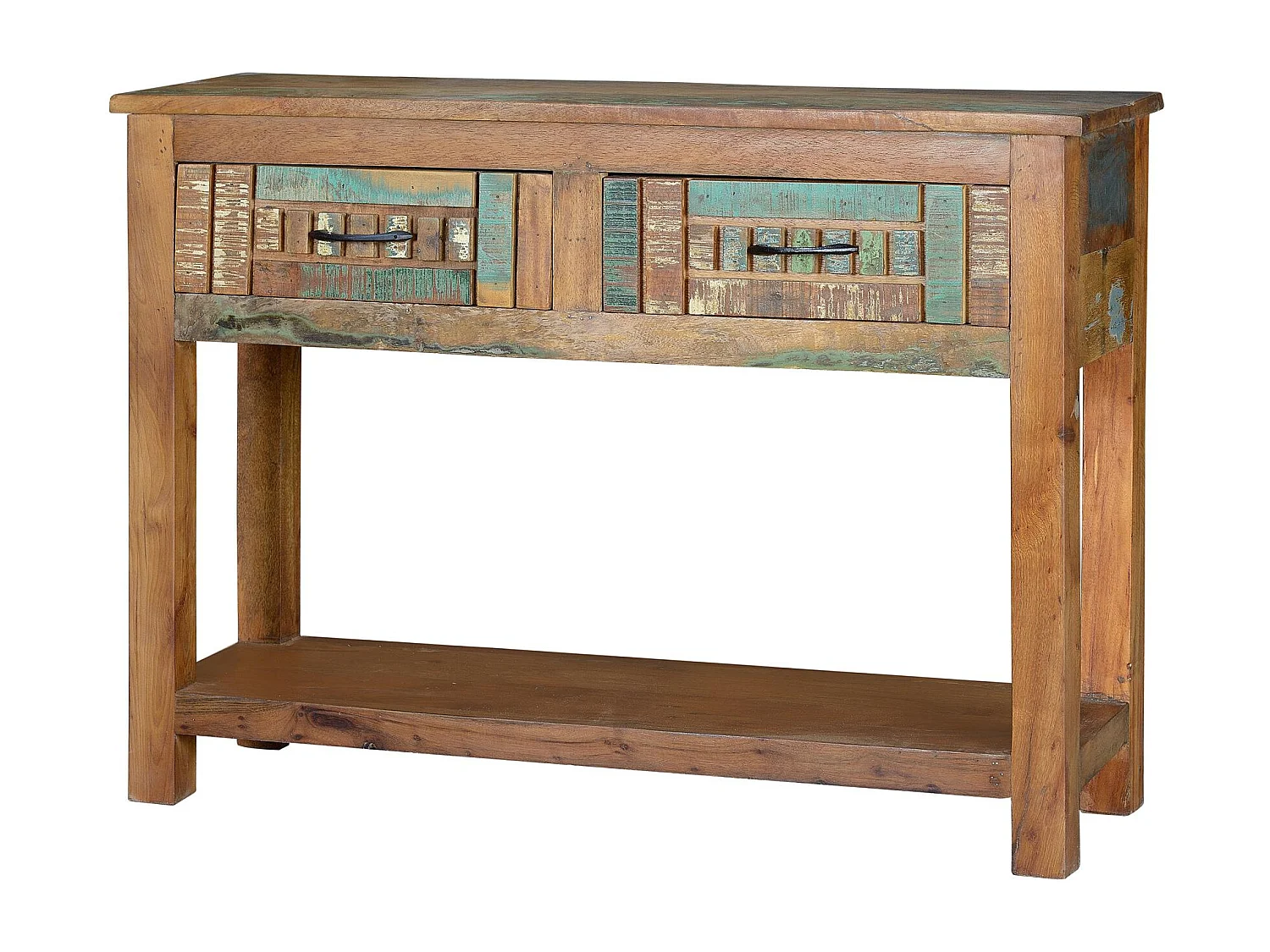 Console exclusive en bois recyclé multicolore