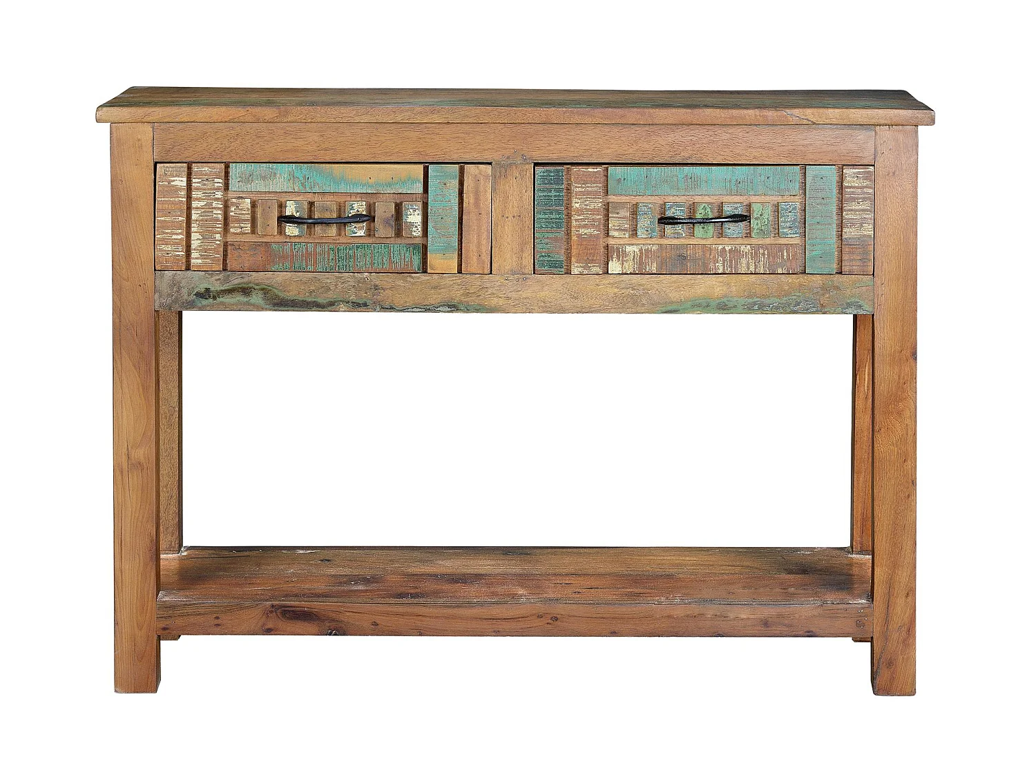 Console en bois recyclé 105 cm, style industriel vintage - 76 x 106 x 33 cm