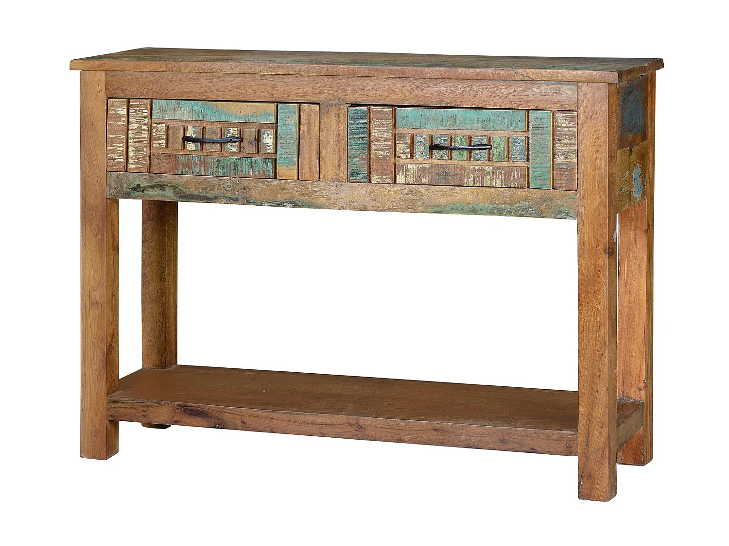 Console en bois recyclé 105 cm, style industriel vintage - 76 x 106 x 33 cm