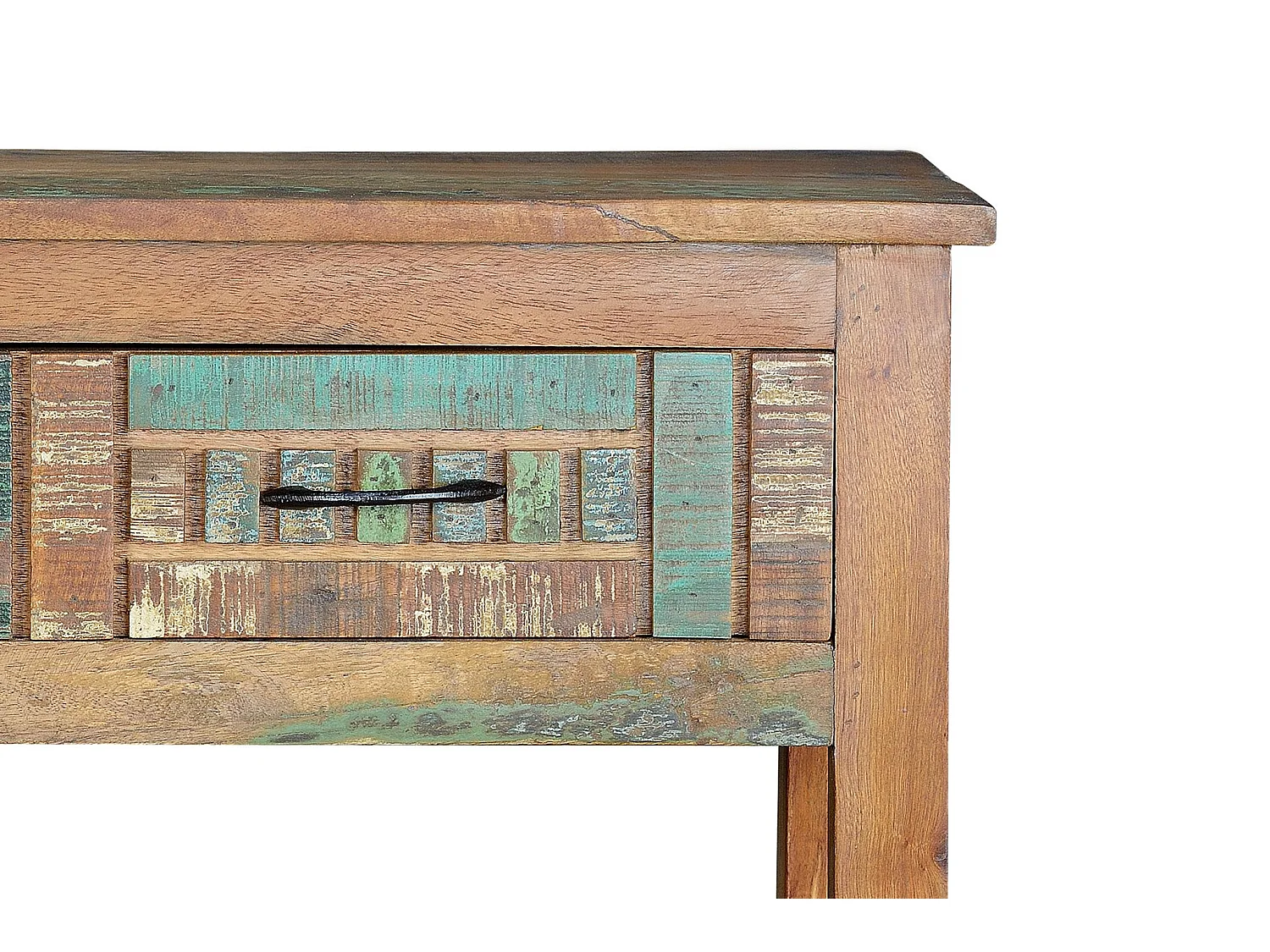 Console en bois recyclé 105 cm, style industriel vintage - 76 x 106 x 33 cm