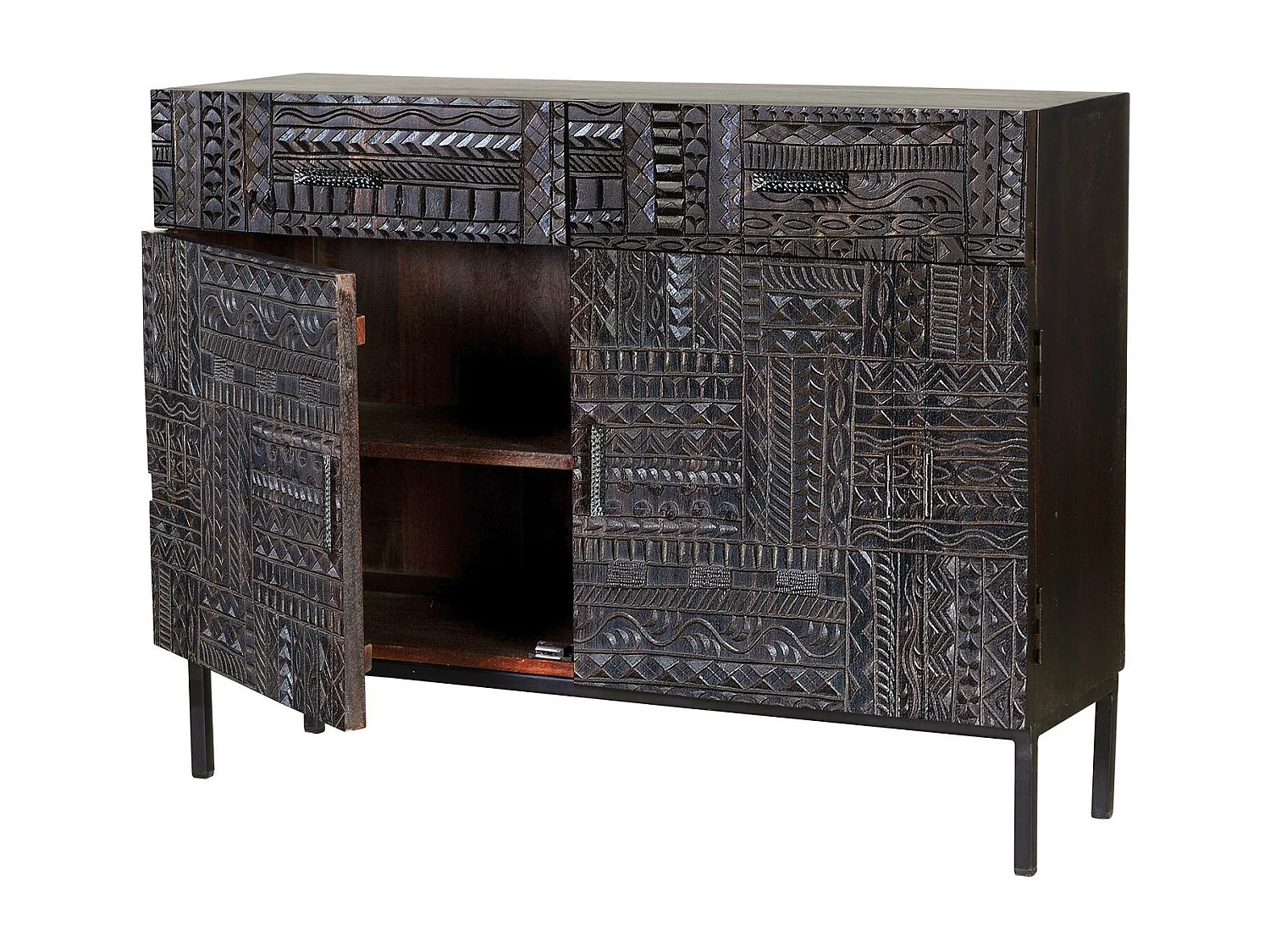 Konsola z drewna mango w kolorze ciemnego orzecha