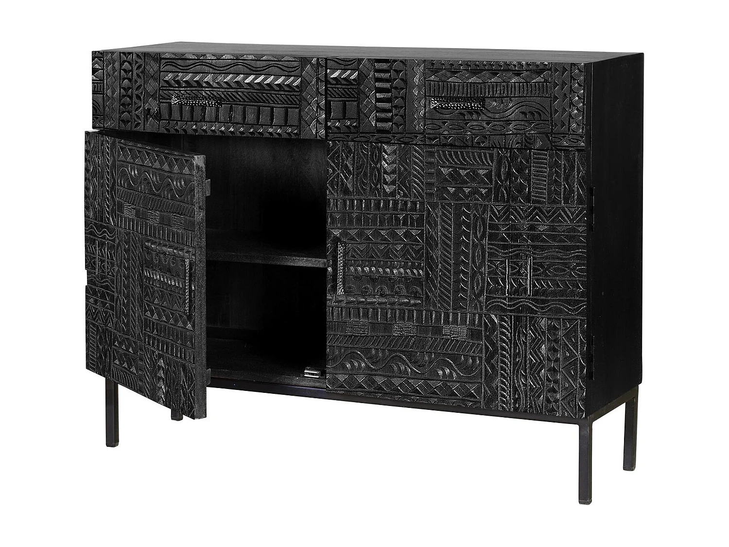 Console en manguier et noyer foncé Marrón.Giner y Colomer.77x40x100