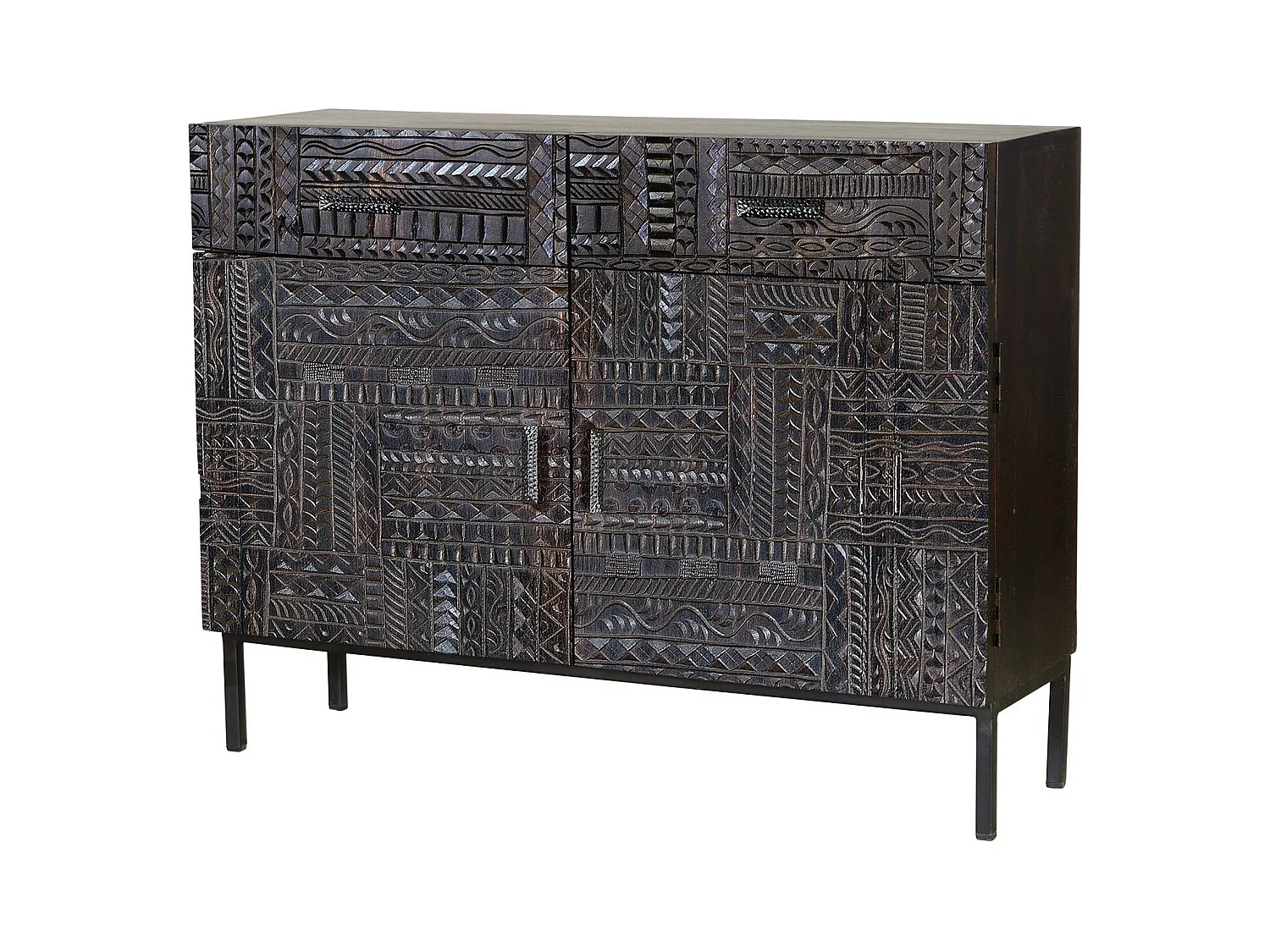Console en manguier et noyer foncé Marrón.Giner y Colomer.77x40x100