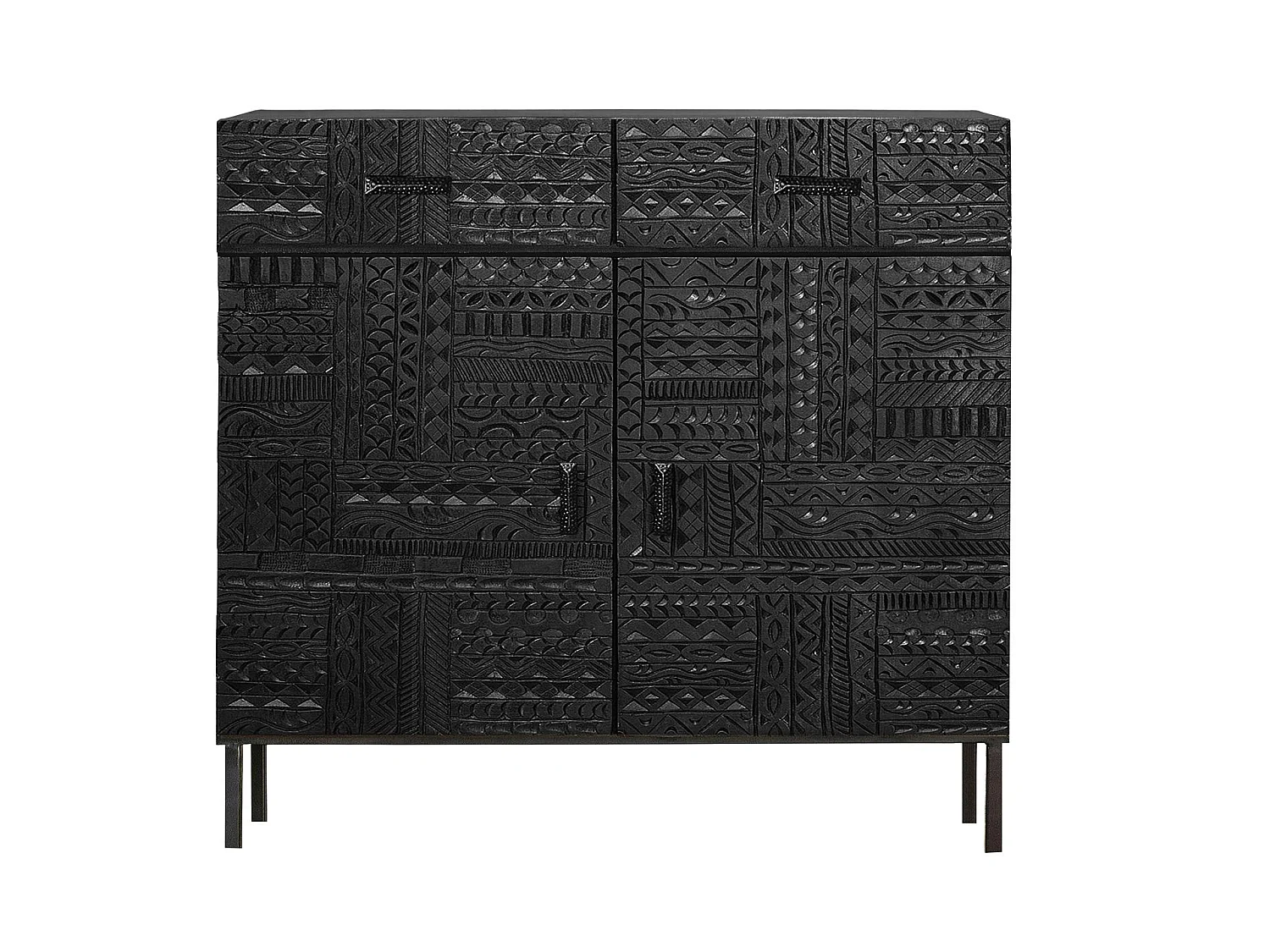 Commode en bois de manguier 100 cm, style ethnique - 77 x 100 x 40