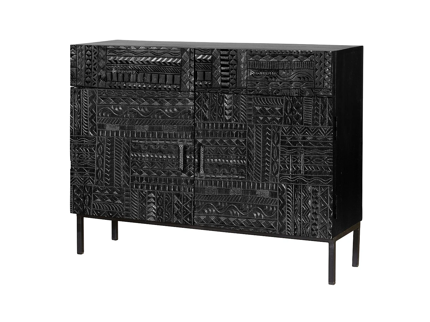 Commode en bois de manguier 100 cm, style ethnique - 77 x 100 x 40