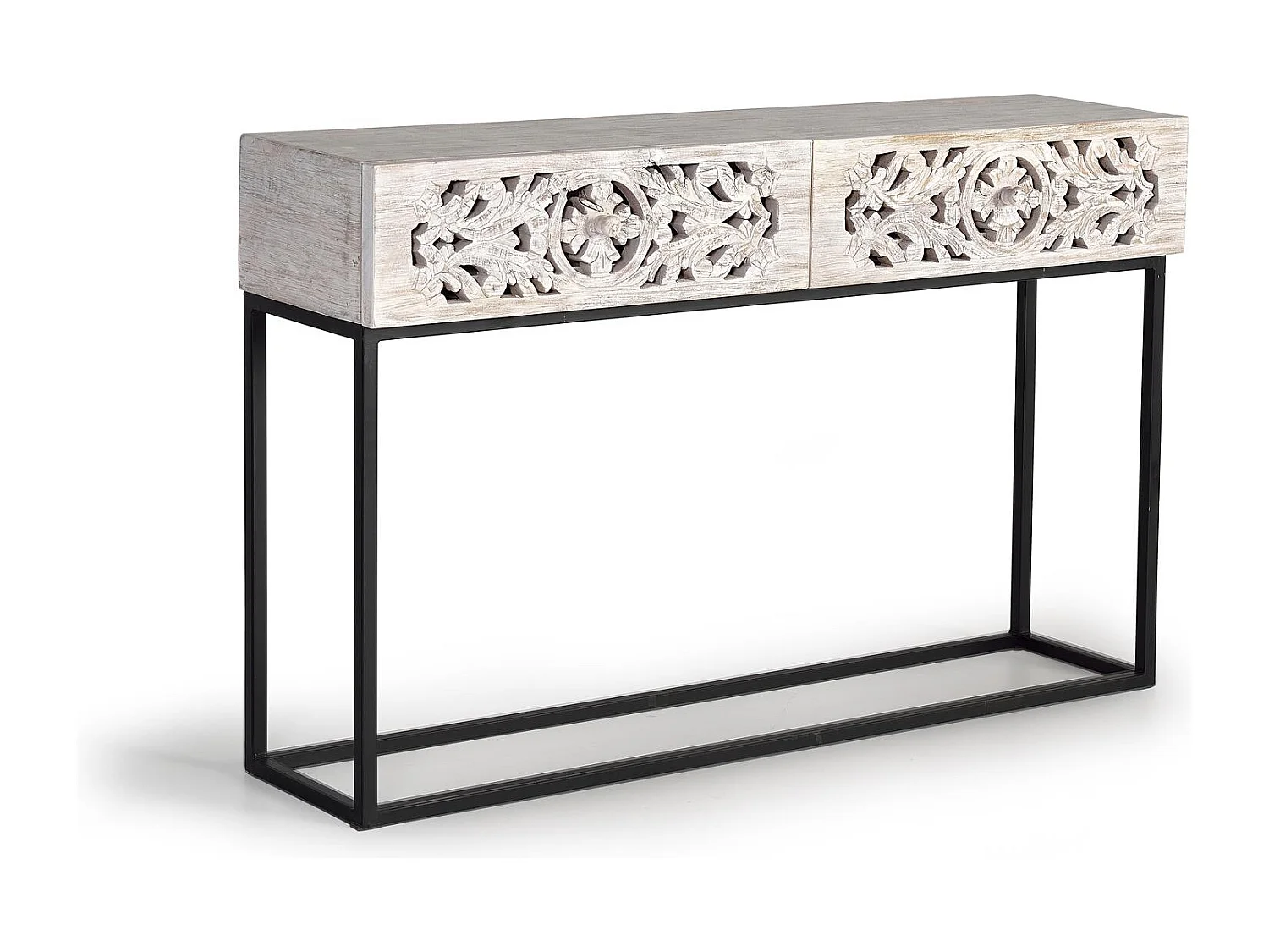 Console op manguier en voeten in oud zwart-wit metaal