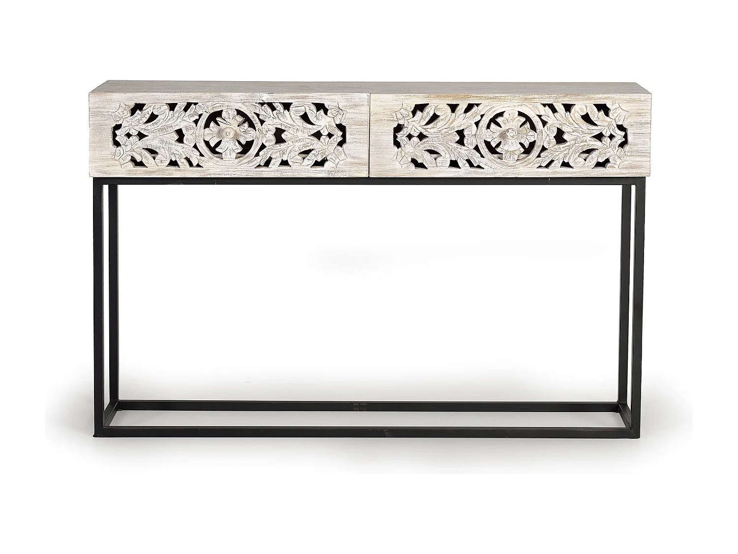 Console op manguier en voeten in oud zwart-wit metaal