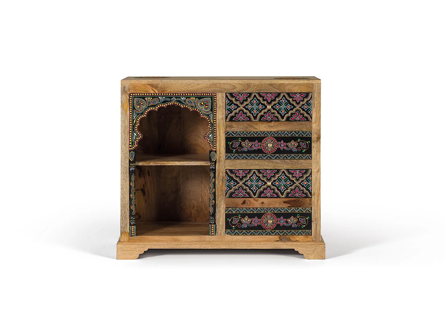 Table d'appoint en bois de manguier 90 cm, style ethnique - 79 x 88 x 35