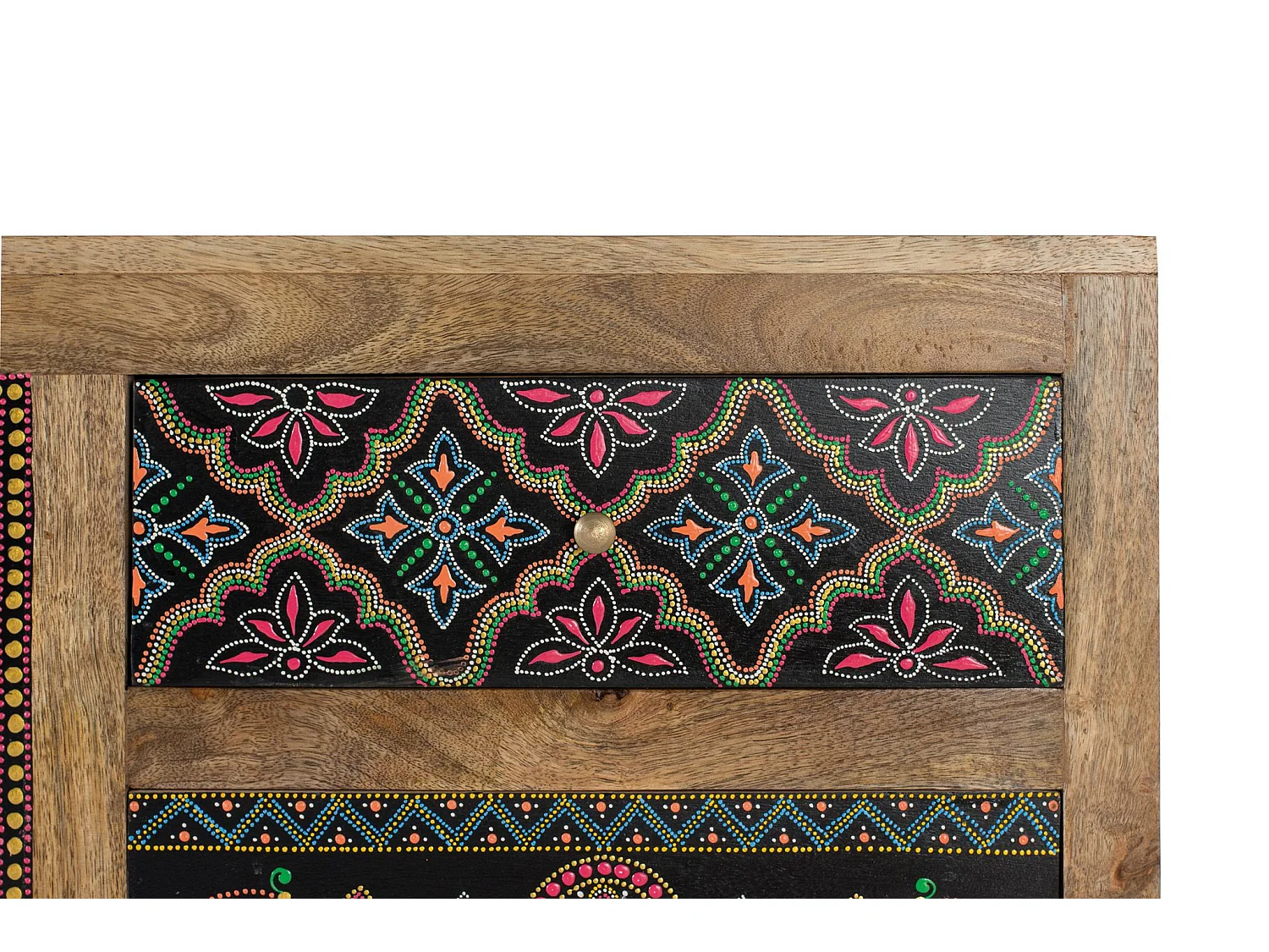 Table d'appoint en bois de manguier 90 cm, style ethnique - 79 x 88 x 35