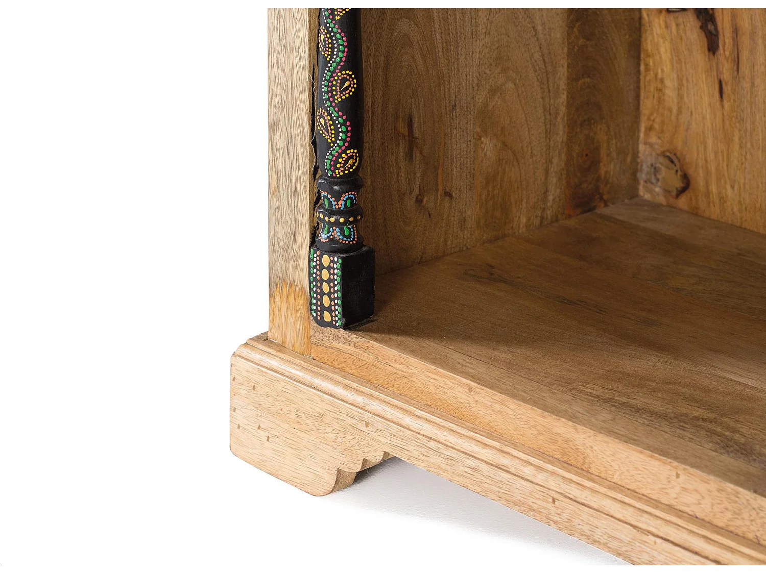 Table d'appoint en bois de manguier 90 cm, style ethnique - 79 x 88 x 35