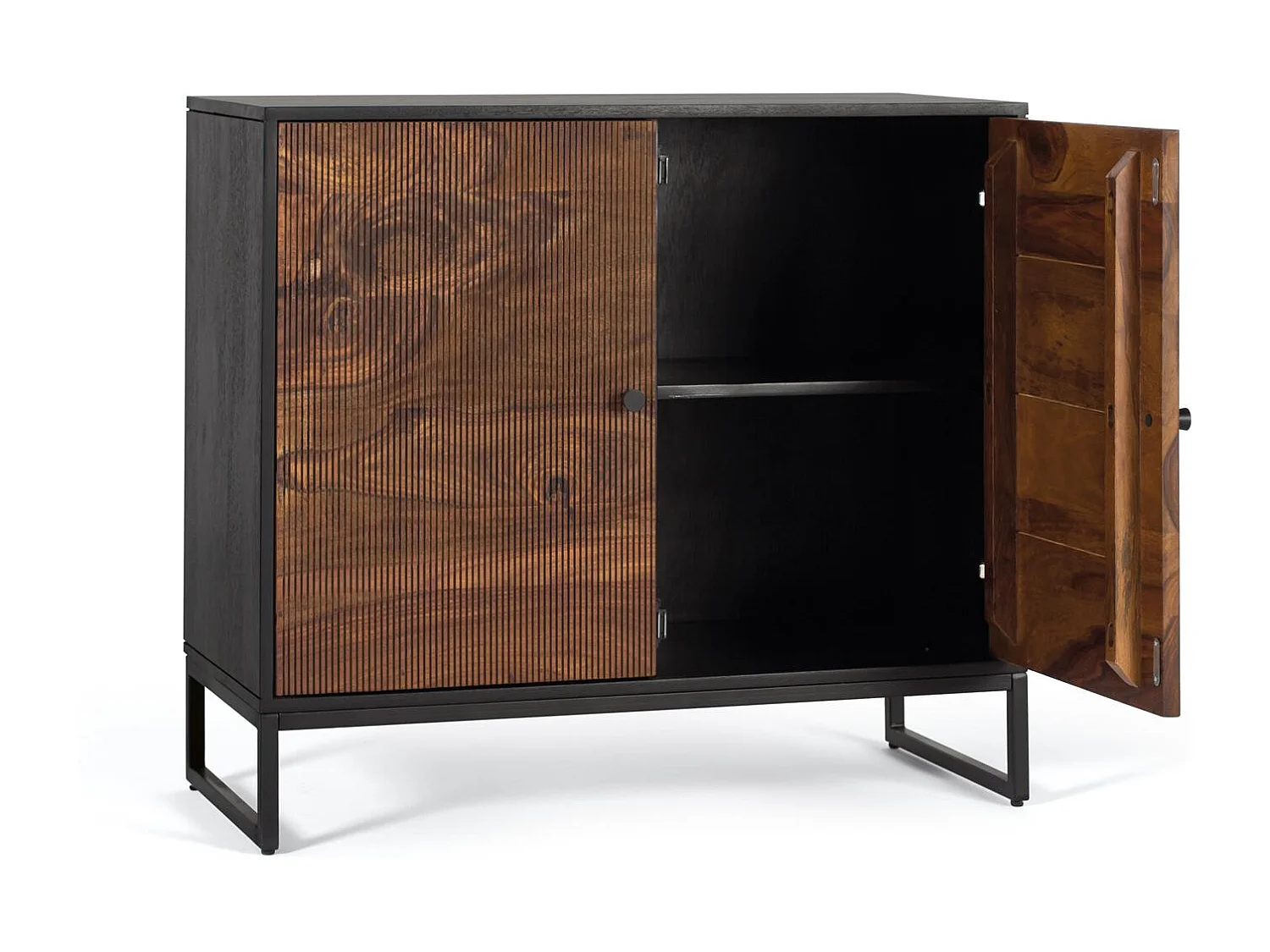 Console in houten palissandre en manguier met metaal