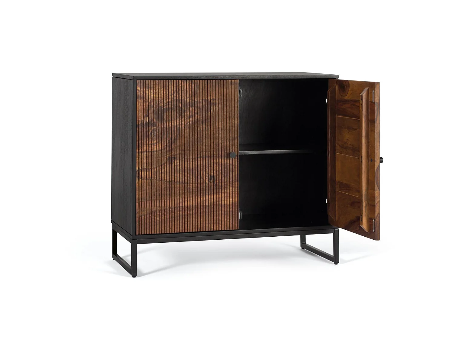 Commode en palissandre et bois de manguier, style rustique moderne, 90 cm - 80 x 90 x 40 cm