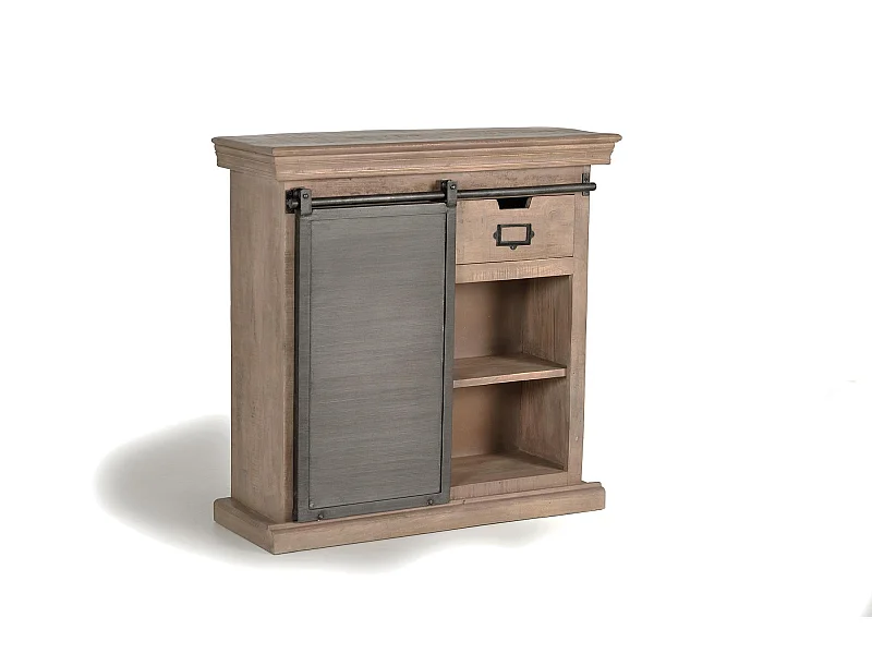 Console en bois de manguier avec porte coulissante