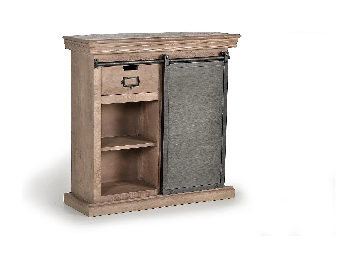 Console en bois de manguier avec porte coulissante