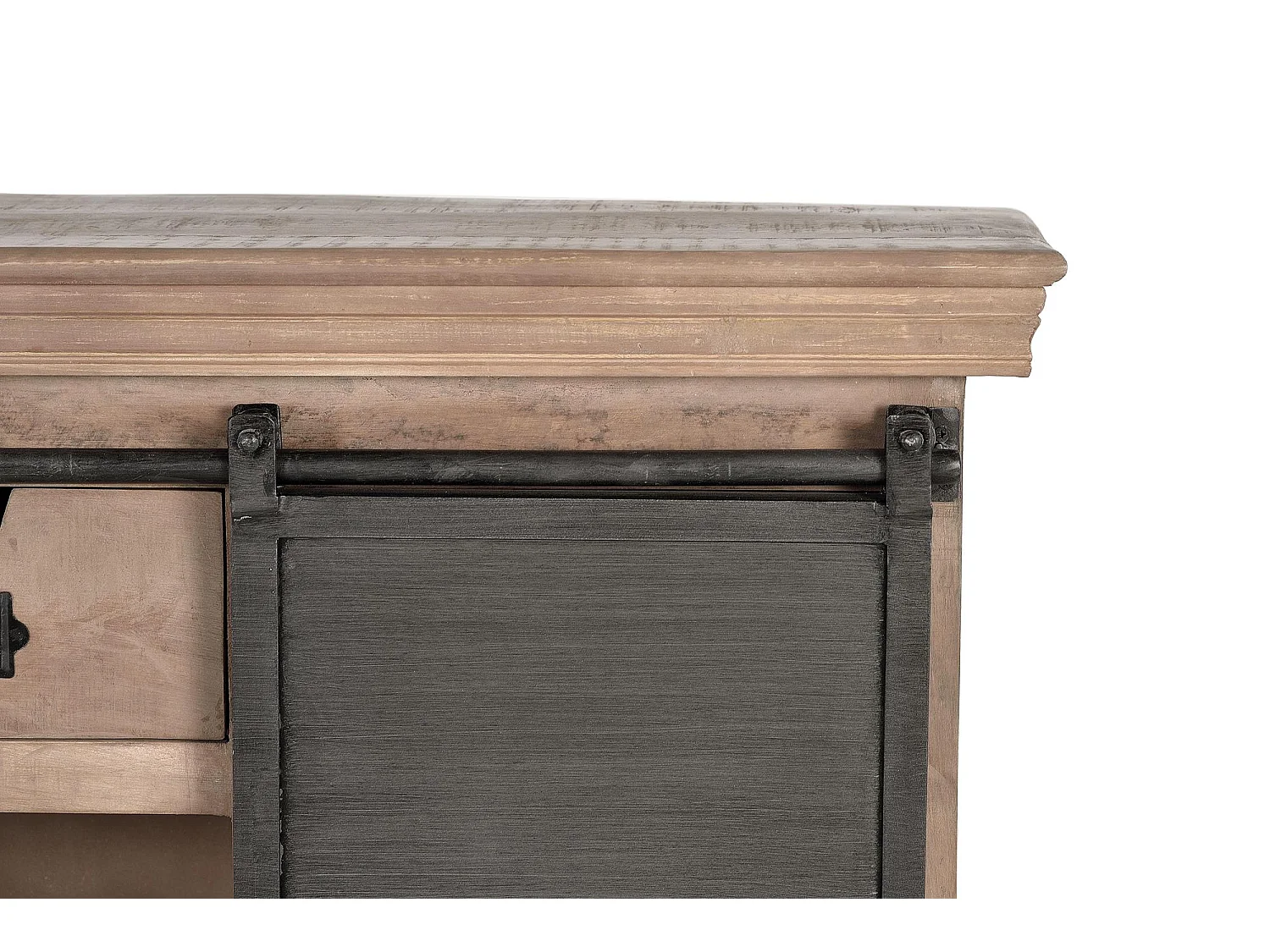 Console en bois de manguier avec porte coulissante