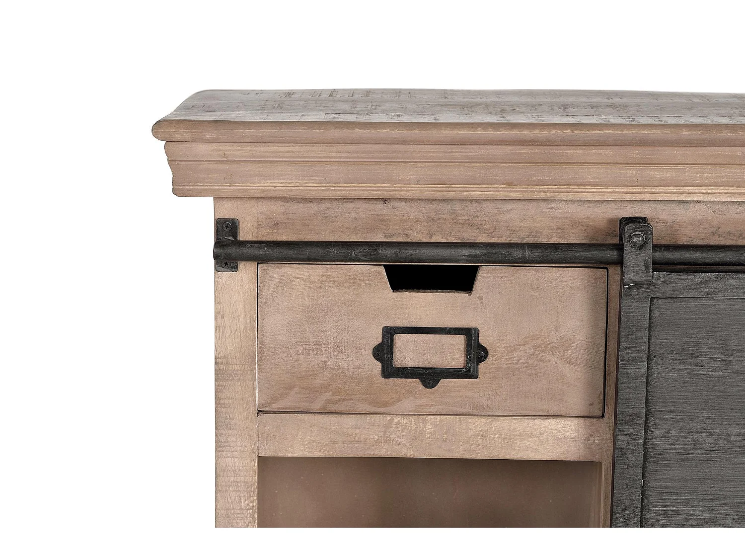 Console en bois de manguier avec porte coulissante