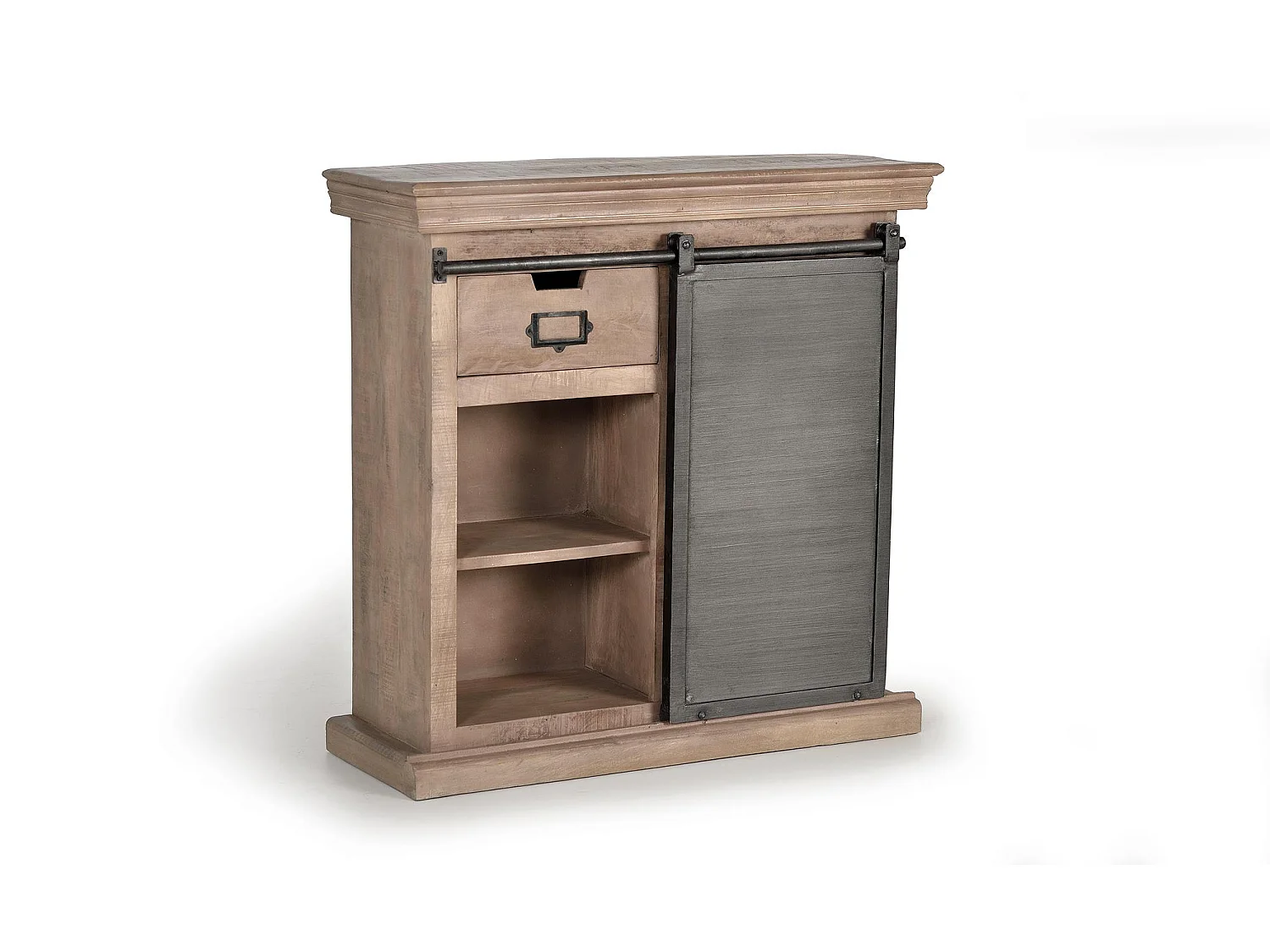 Console en bois de manguier avec porte coulissante