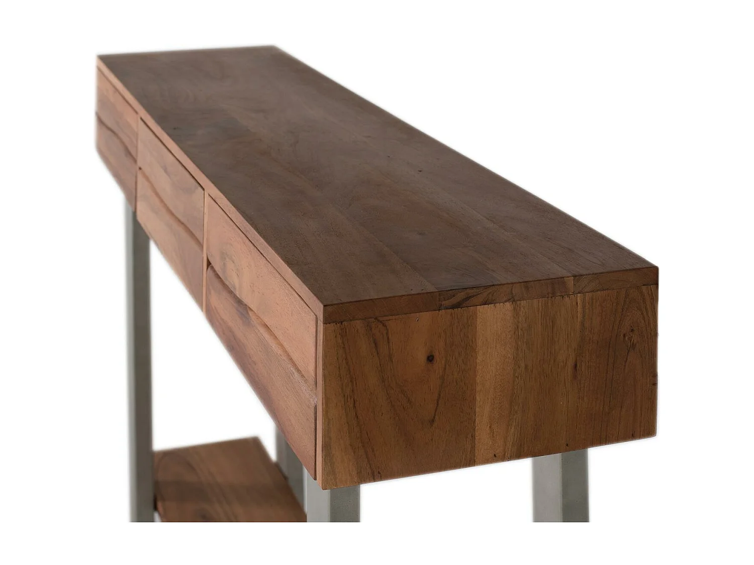 Console en bois d'acacia naturel et métal