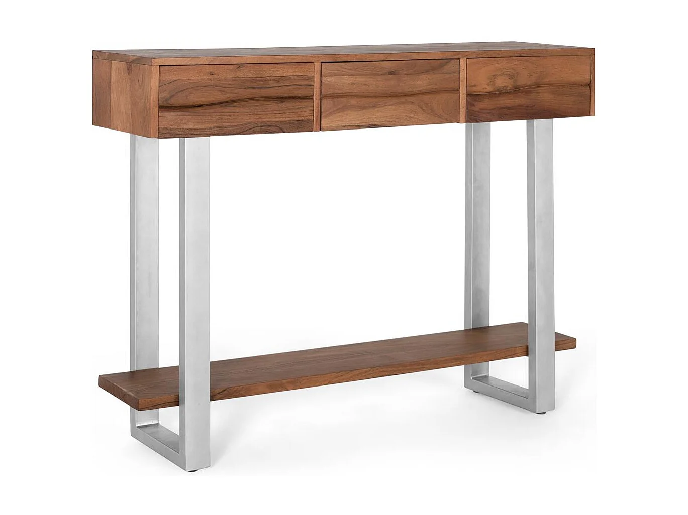 Console en bois d'acacia naturel et métal