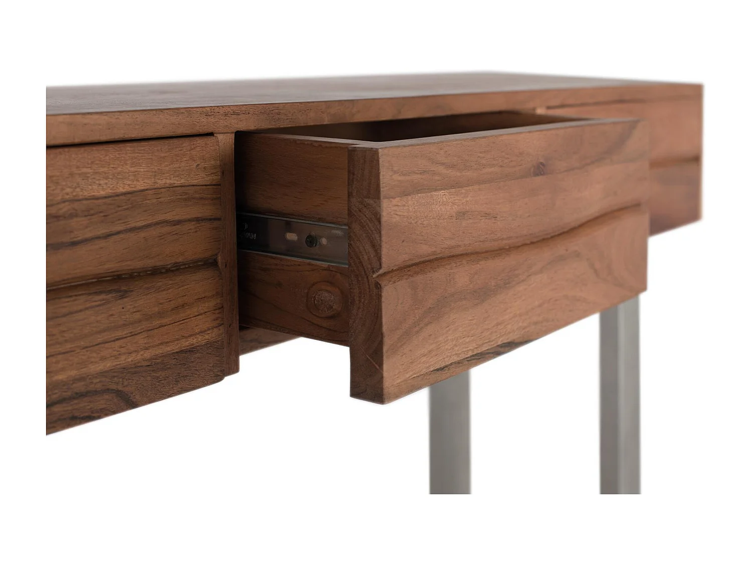 Console en bois d'acacia naturel et métal
