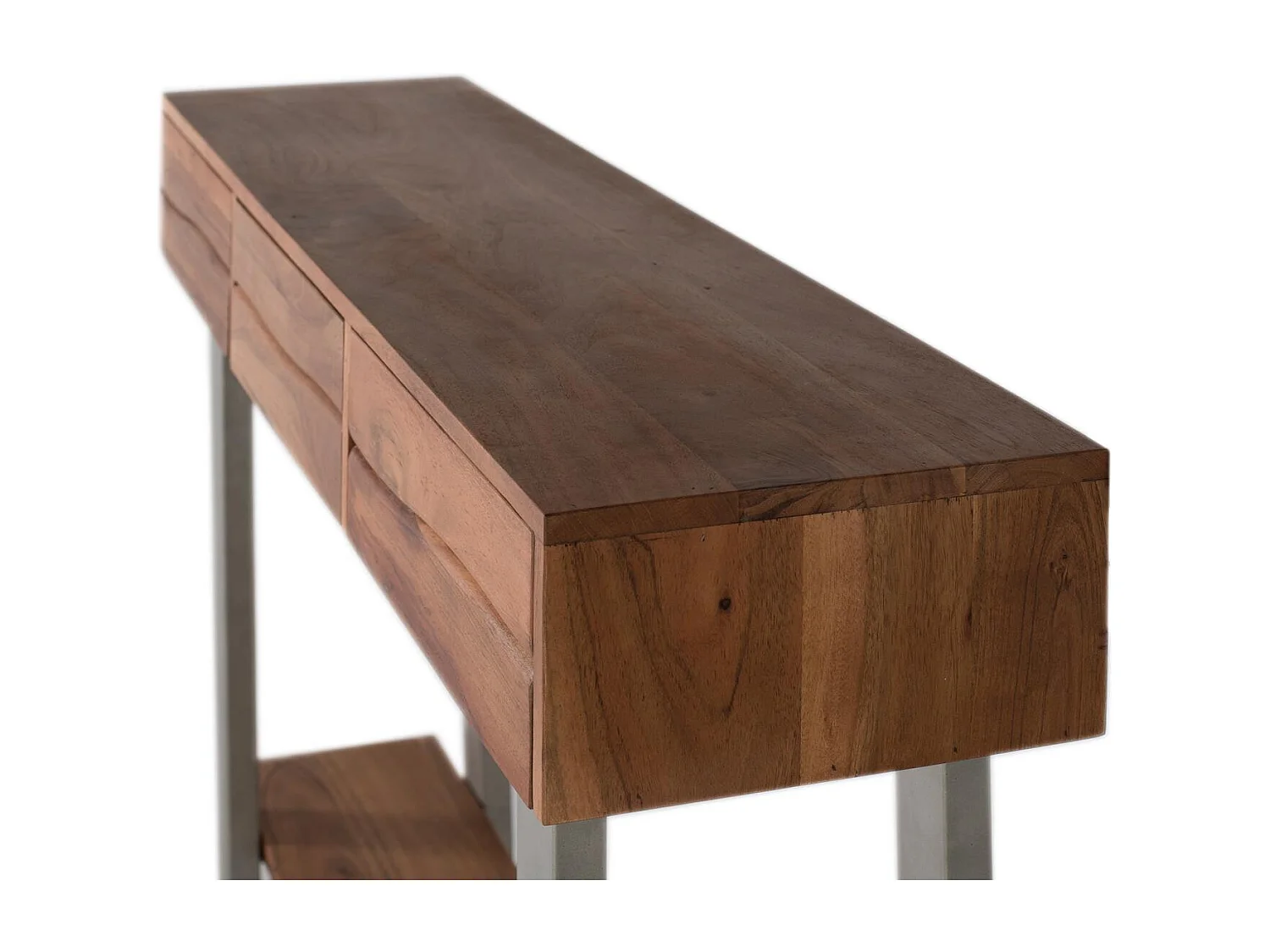 Console en bois d'acacia naturel et métal