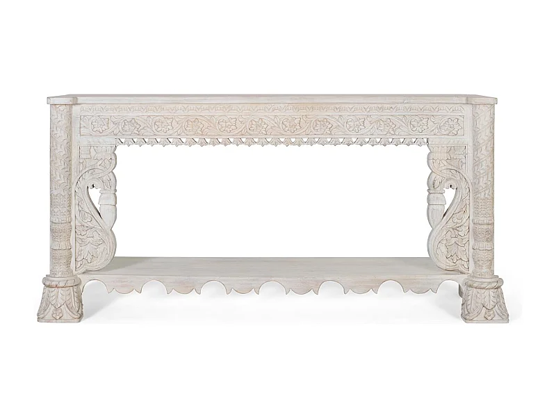 Console en bois manguier blanc vieilli