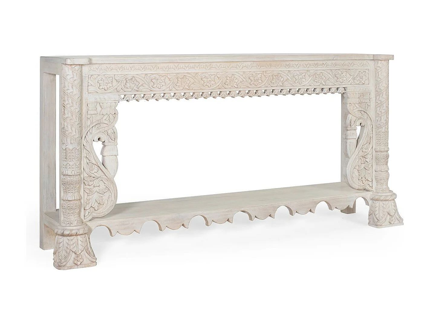 CONSOLA MADERA DE MANGO Blanco.Giner y Colomer 90x40x180