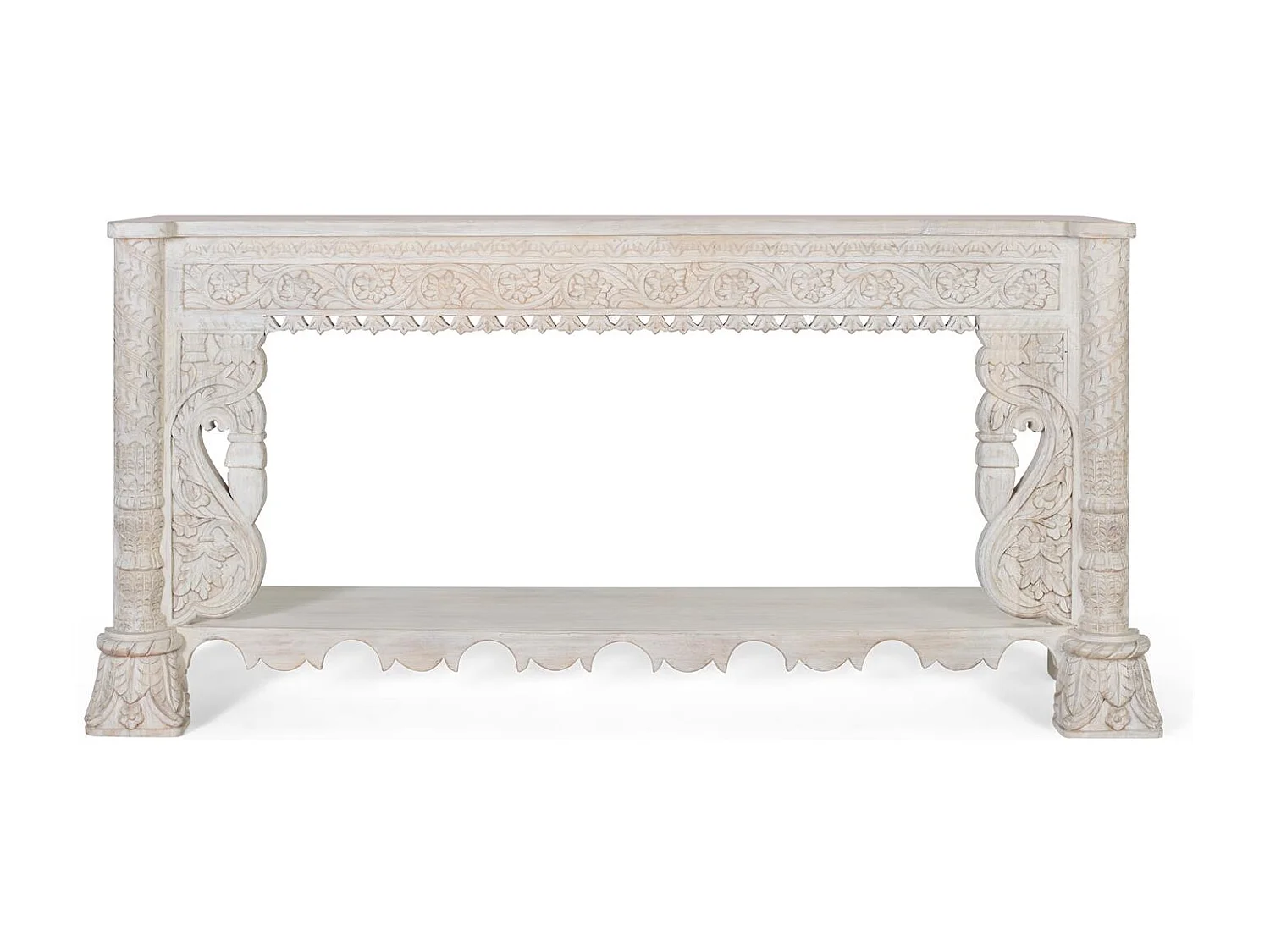 Console en bois manguier blanc vieilli