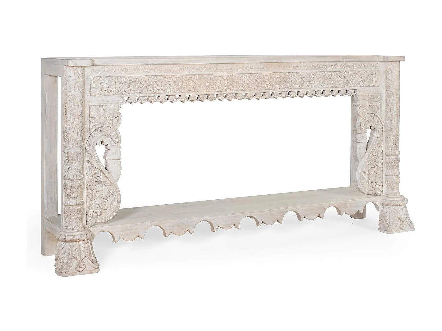 Console en bois manguier blanc vieilli