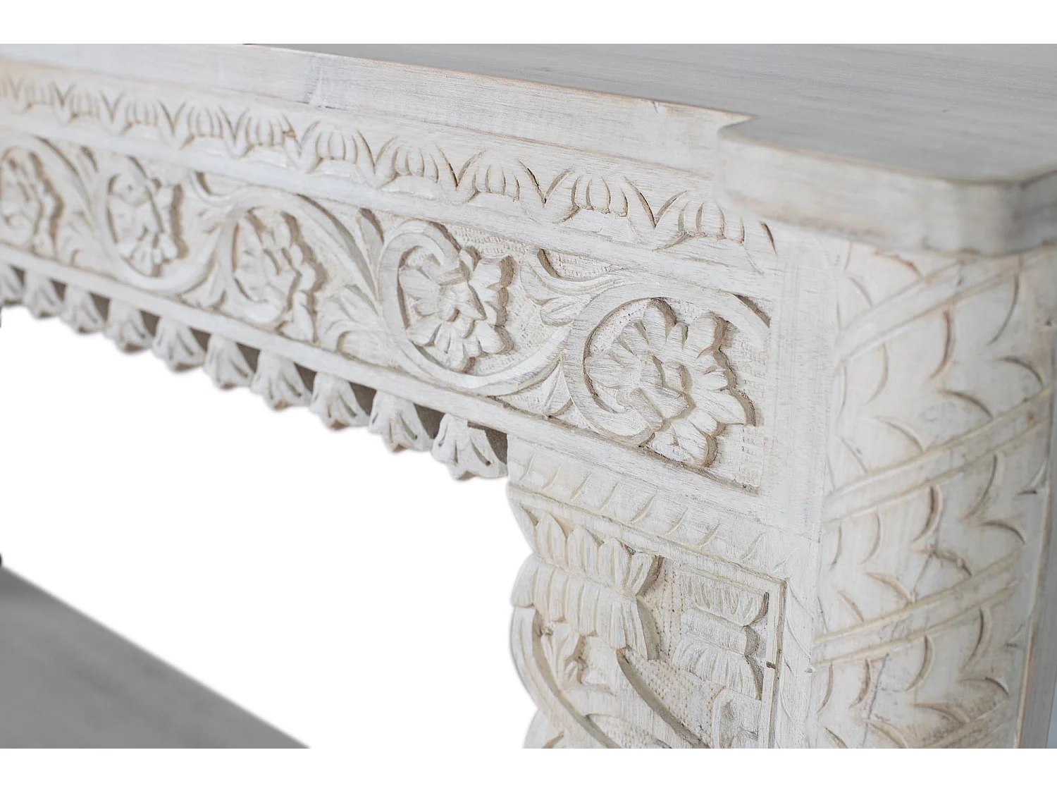 Console en bois manguier blanc vieilli