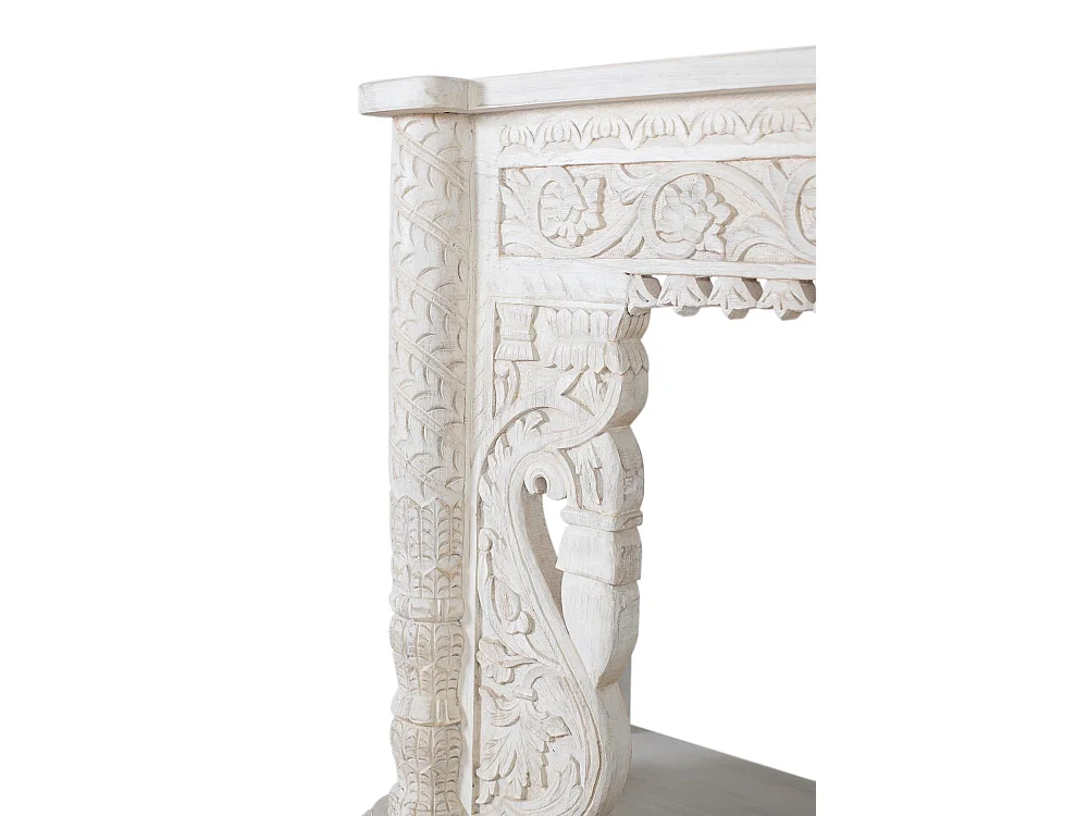 Console en bois manguier blanc vieilli