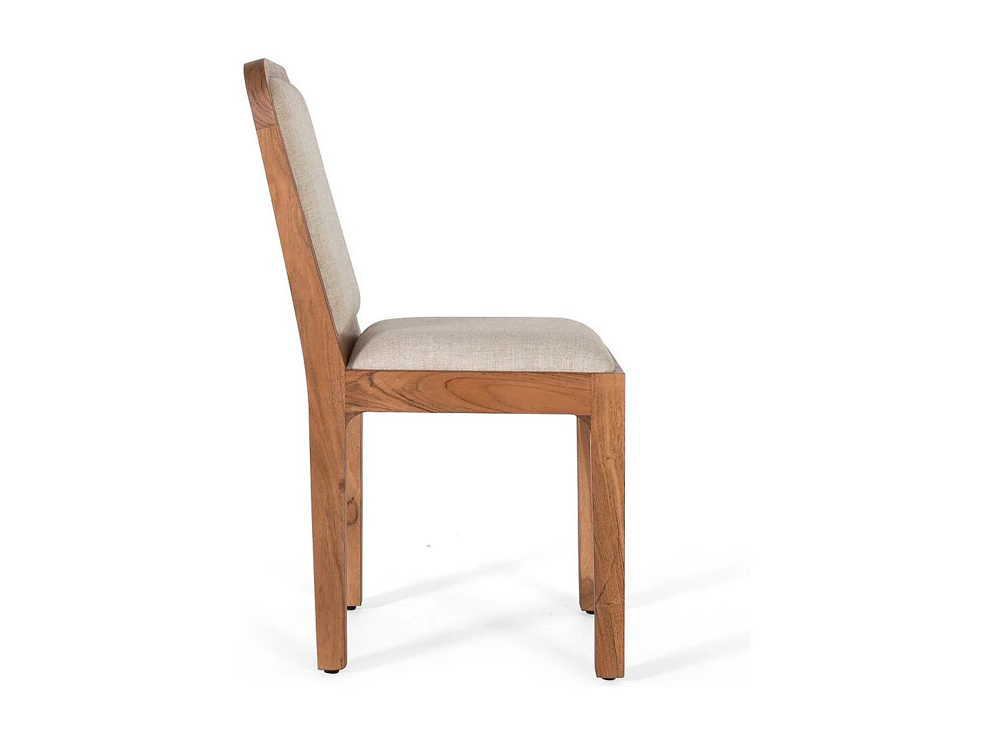 2er - Set  Stühle aus Akazienholz und beigem Stoff