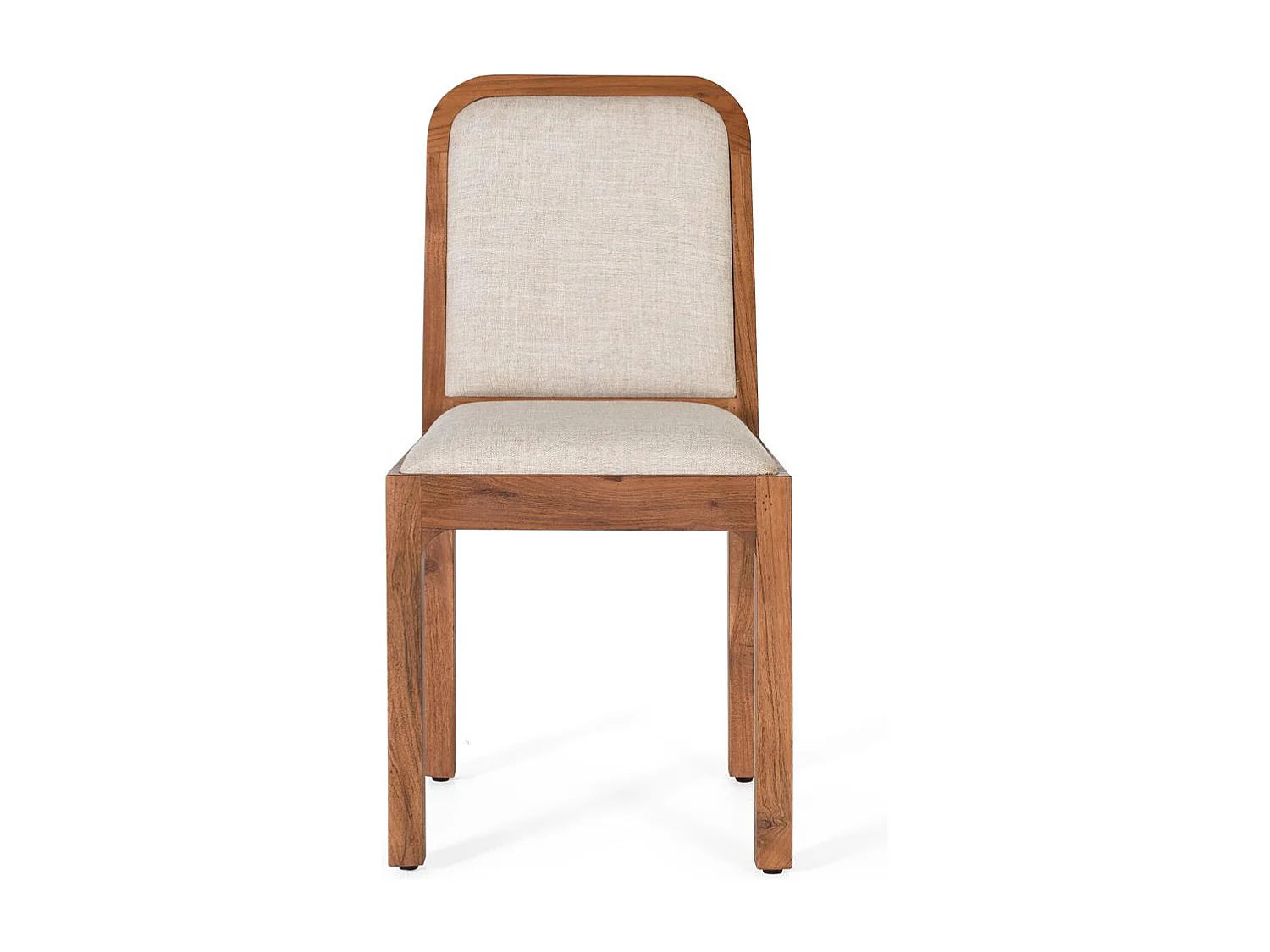 Lot de 2 chaises en bois acacia et tissu beige