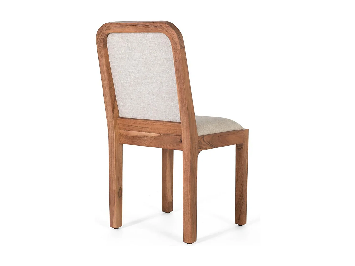 Lot de 2 chaises en bois acacia et tissu beige