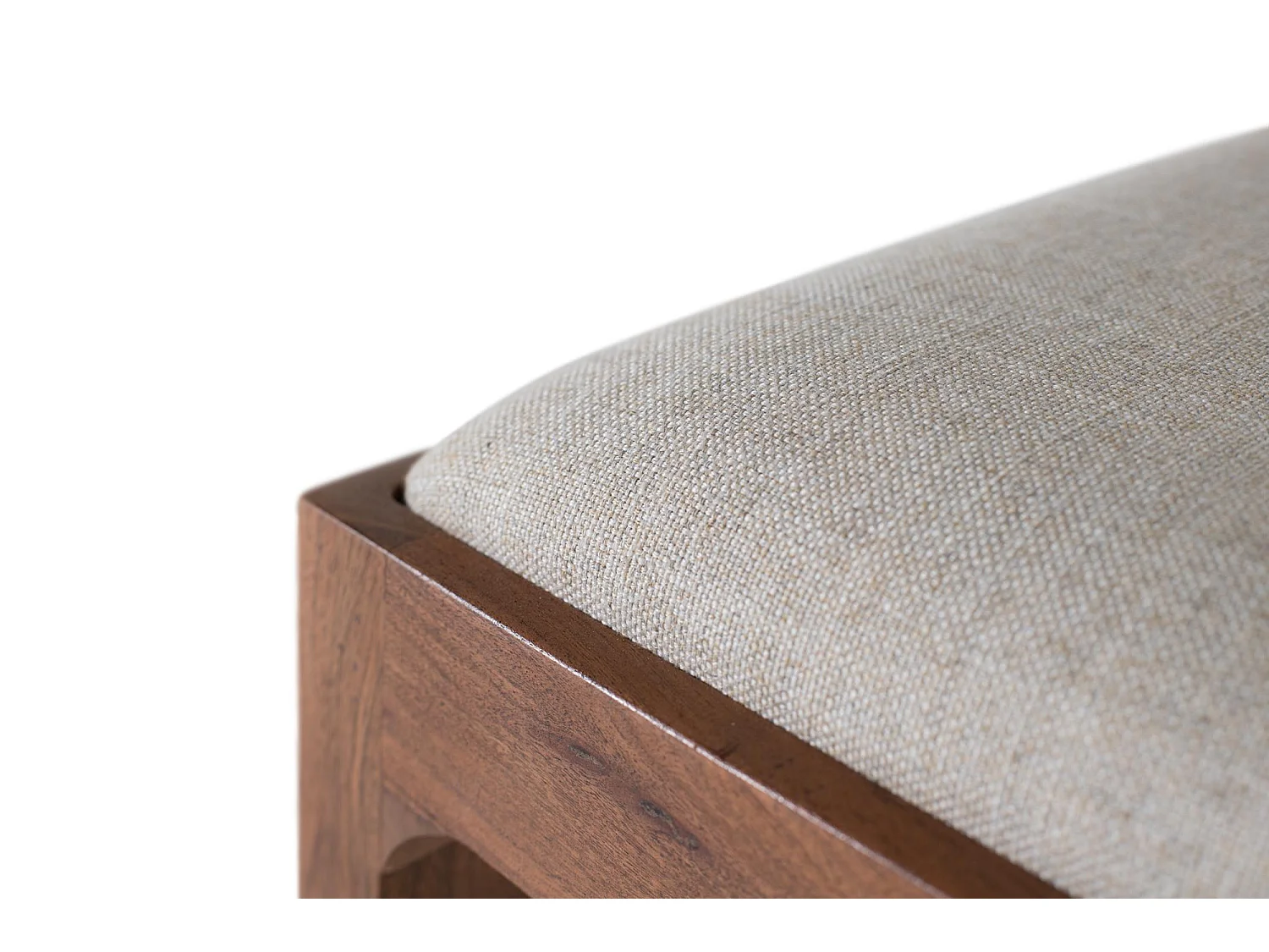 Lot de 2 chaises en bois acacia et tissu beige