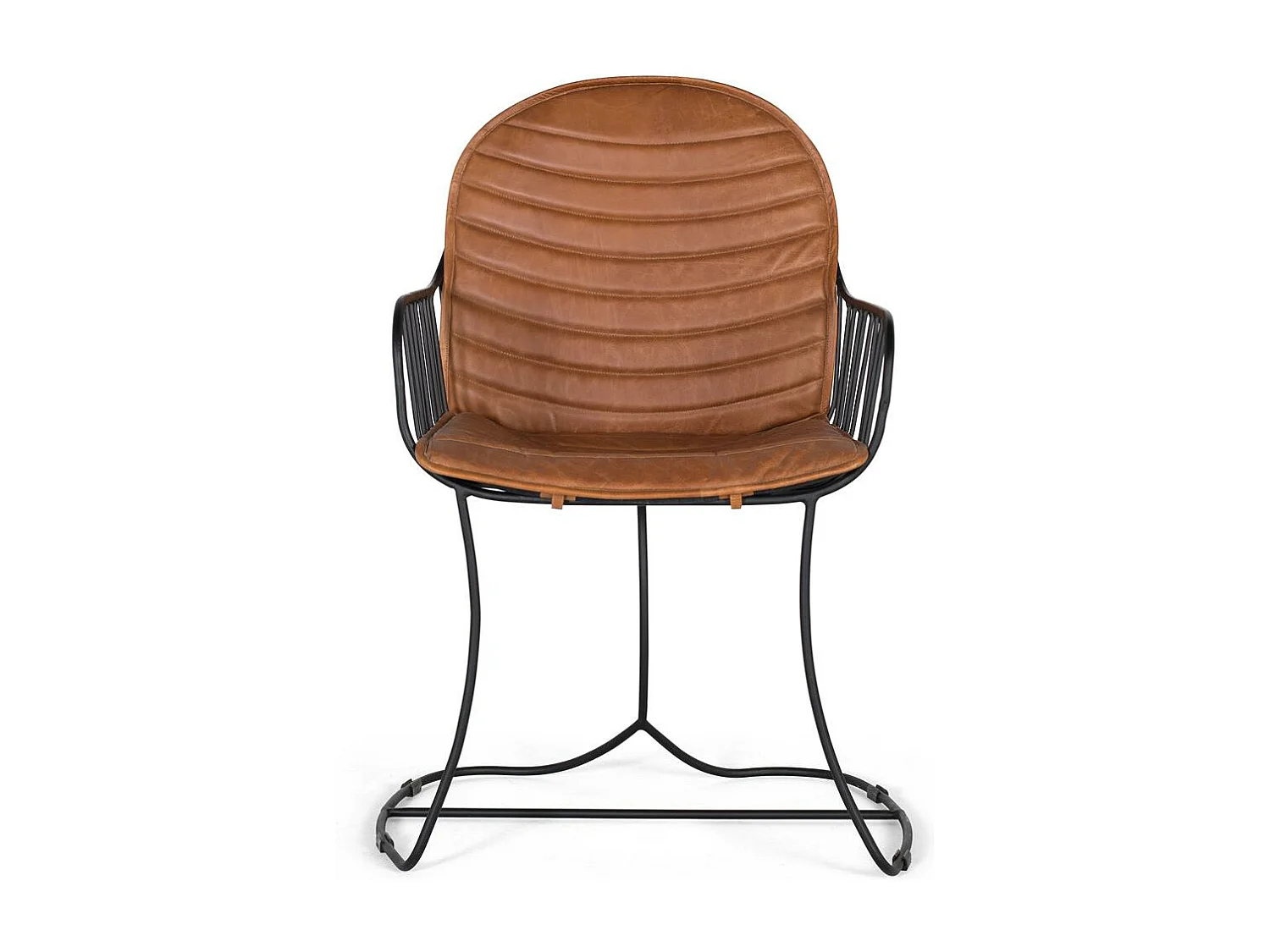 Ensemble de 2 chaises tapissées de cuir marron naturel