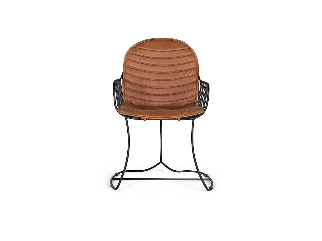 chaise tapissée de cuir marron naturel