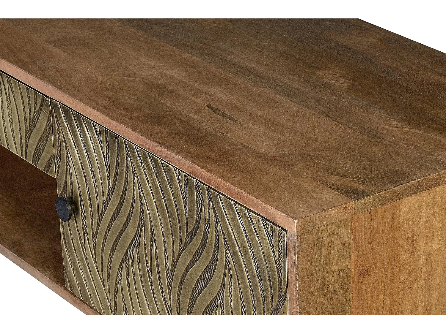 TV-Möbelstück aus Mangoholz und Bronze