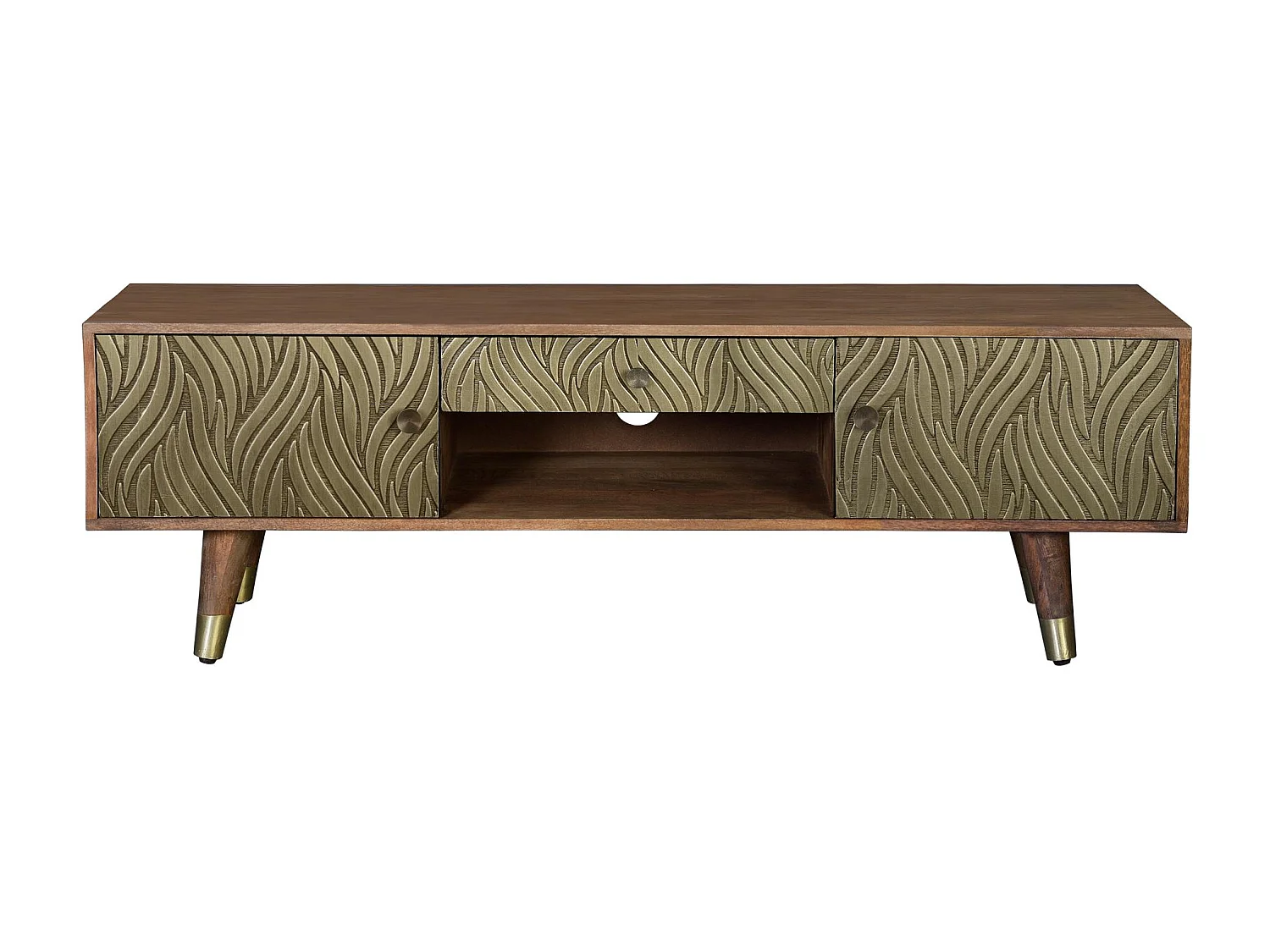 Meuble TV en manguier et bronze marron