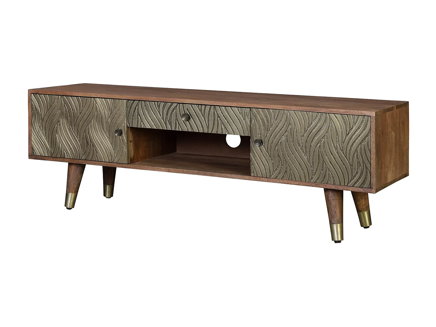 Meuble TV en manguier et bronze marron