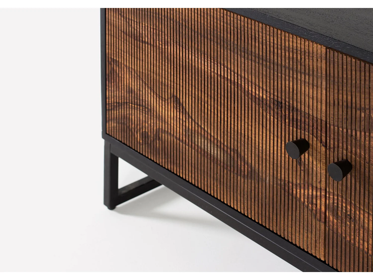 Meuble TV bois palissandre et manguier marron et métal