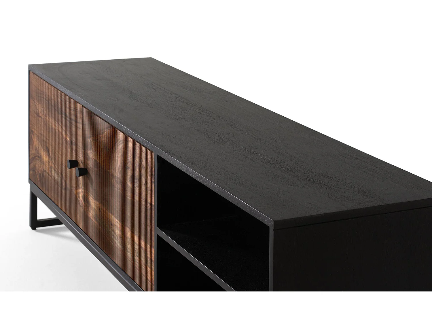 Meuble TV bois palissandre et manguier marron et métal