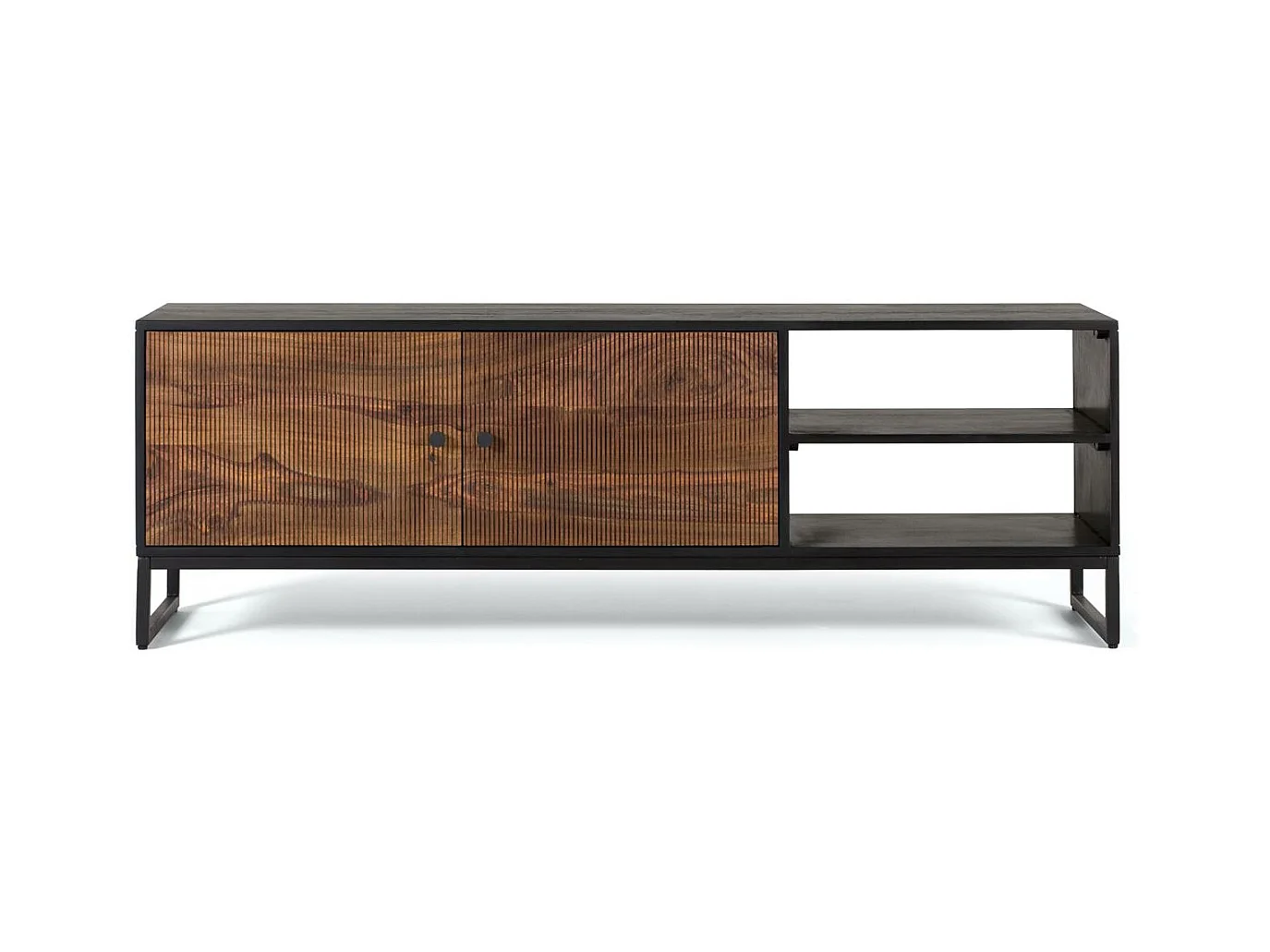 Meuble TV bois palissandre et manguier marron et métal