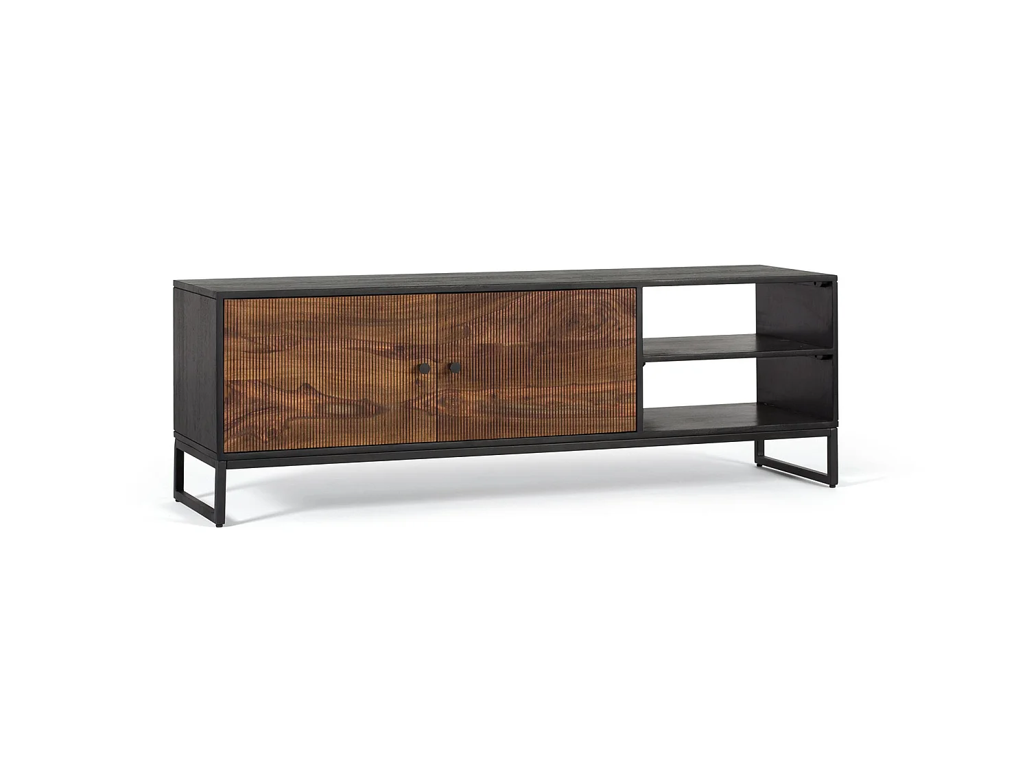 TV-Schrank aus Palisander und braunem Mangoholz und Metall
