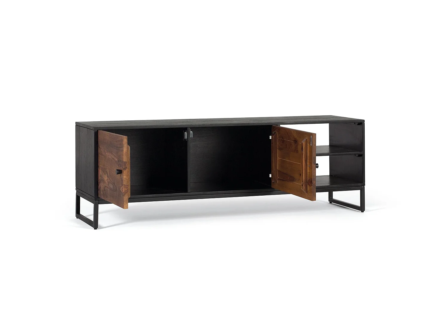 TV-Schrank aus Palisander und braunem Mangoholz und Metall