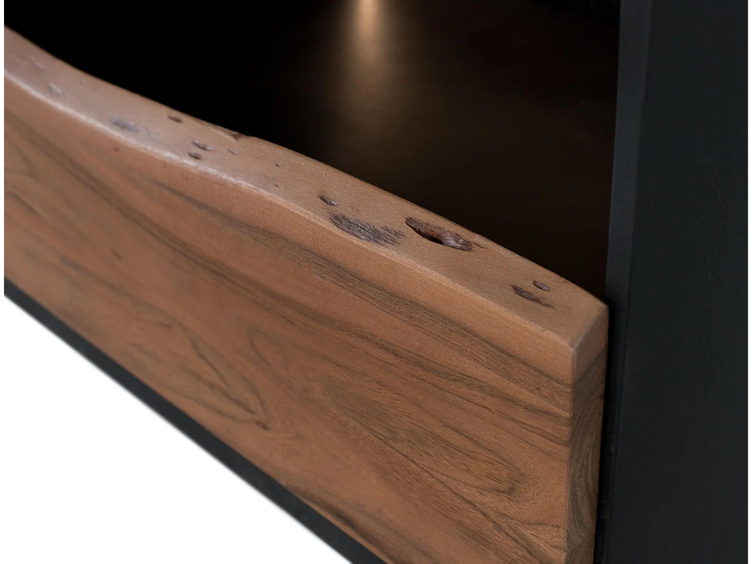 Meuble TV en bois d'acacia naturel et noir